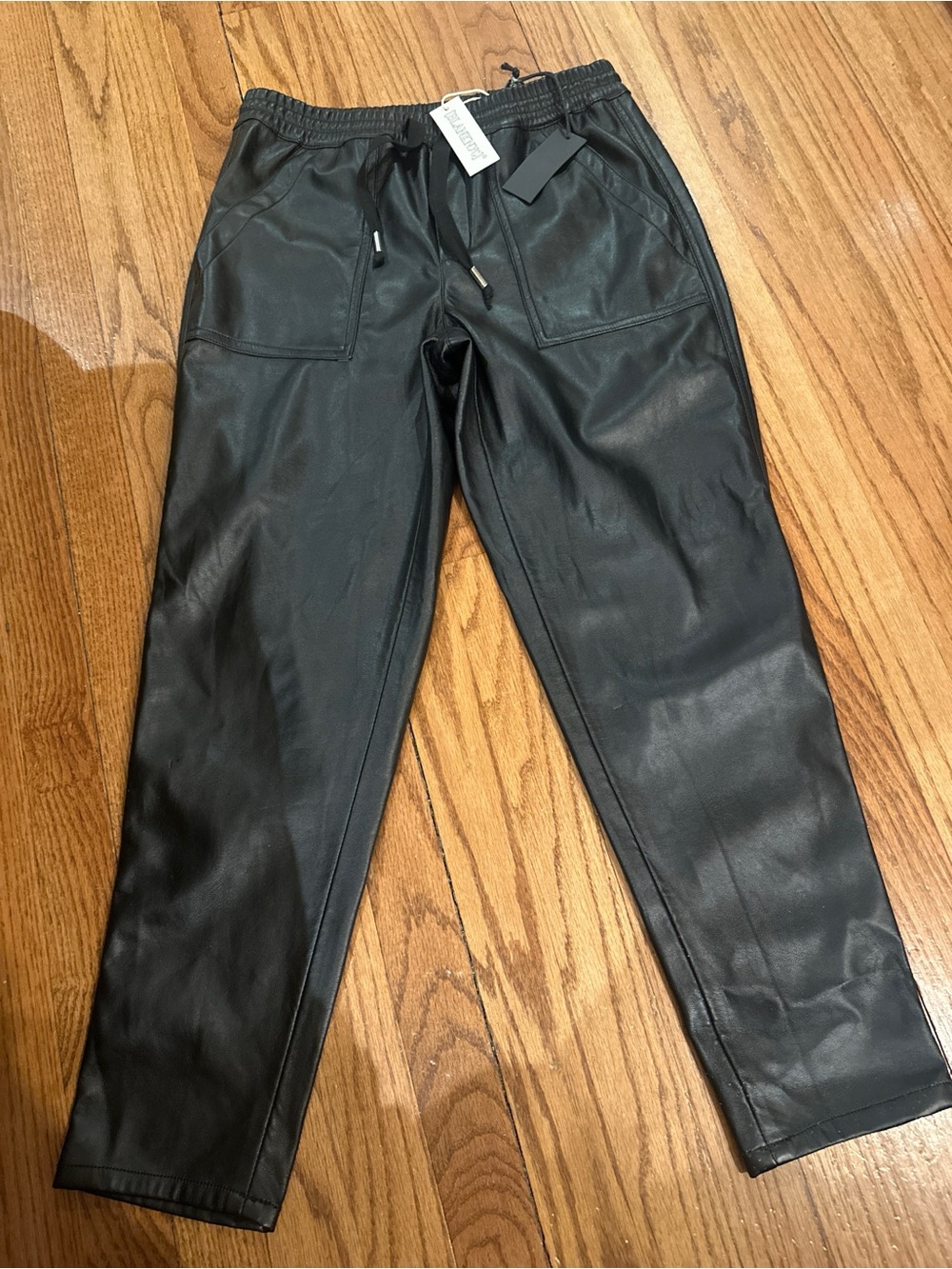 Blank NYC “No Guidance” Black Faux Leather Drawstring Joggers NWT - Picture 3 of 6